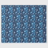 Blauw & Wit Ontwerp Winter Sneeuwvlok Patroon Cadeaupapier (Vlak)