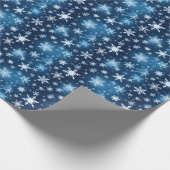 Blauw & Wit Ontwerp Winter Sneeuwvlok Patroon Cadeaupapier (Hoek)