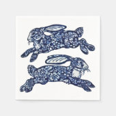 Blauw & Wit Oosterse konijnen Bunny Delft Dedham Servet (Voorkant)