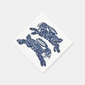 Blauw & Wit Oosterse konijnen Bunny Delft Dedham Servet (Hoek)