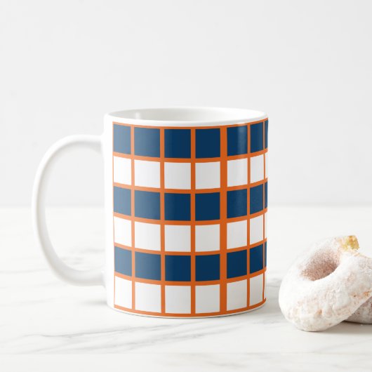 Blauw-wit-Oranje cheques gecontroleerd Koffiemok (Met donut)
