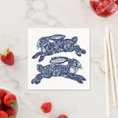 Blauw & Wit Oriëntaalse Konijnen Konijntje Delft D Servet (Insitu)