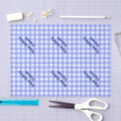 Blauw Wit Overeenkomende Patronen Gingham Tissuepapier (Craft)