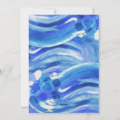 Blauw Wit Painterly Wave Kerstmis Familie Foto Feestdagenkaart (Achterkant)