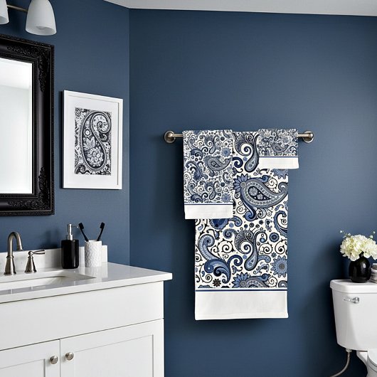 Blauw-wit paisley badhanddoekenset bad handdoek