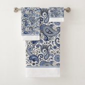 Blauw-wit paisley badhanddoekenset bad handdoek (Insitu)