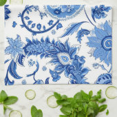 Blauw & Wit Paisley Keukenhanddoek (Gevouwen)