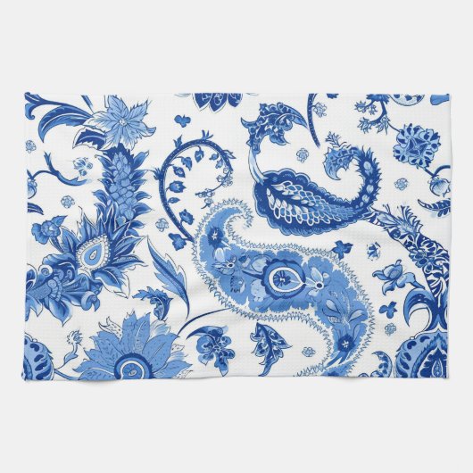 Blauw & Wit Paisley Keukenhanddoek (Horizontaal)