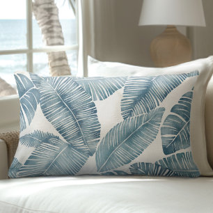 Blauw & Wit Palm Leaf Lumbaal Kussen
