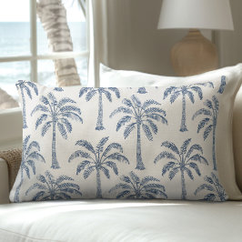 Blauw & Wit Palm Tree Lumbaal Kussen