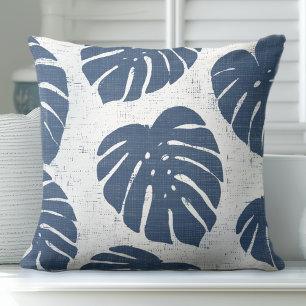 Blauw & Wit Palmblad Sierkussen