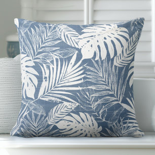 Blauw & wit palmblad Sierkussen