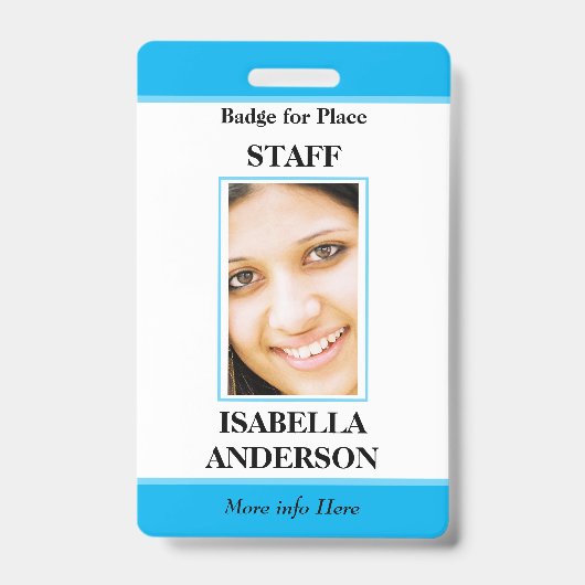 Blauw-wit pasje personeels-ID Badge (Voorzijde)