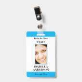 Blauw-wit pasje personeels-ID Badge (Voorzijde met clip)