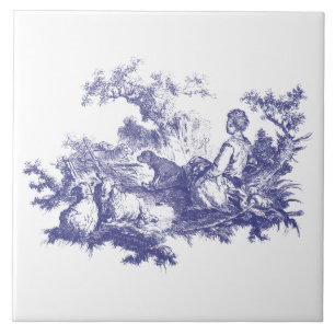  Blauw & Wit Pastoraal Herder Vignet Tegeltje