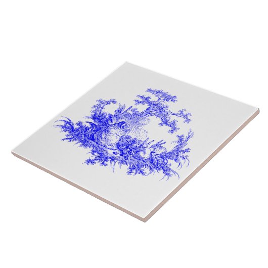  Blauw & Wit Pastoraal Schapen & Konijnen Tegeltje (Zijkant)