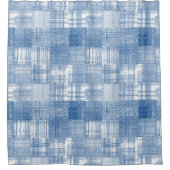 Blauw wit patchwork Quilt Pattern Textuur Douchegordijn (Voorkant)