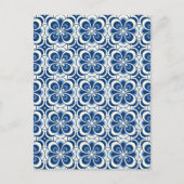 Blauw & wit patroon achtergrond briefkaart (Voorkant)
