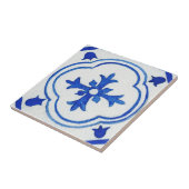 Blauw Wit Patroon Mediterrane Waterverf Tegeltje (Zijkant)