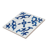 Blauw & Wit Patroon Mediterrane Waterverf Tegeltje (Zijkant)