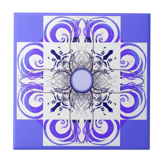 Blauw-wit Patroon Tegels Tegeltje (Voorkant)