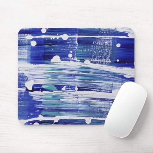 Blauw wit penseelstreken decoratieve mousepad muismat (Met muis)