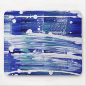 Blauw wit penseelstreken decoratieve mousepad muismat (Voorkant)