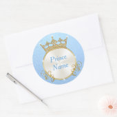 Blauw Wit Personaliseer Prince Baby shower Sticker (Envelop)