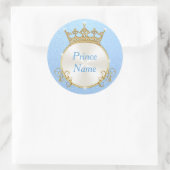 Blauw Wit Personaliseer Prince Baby shower Sticker (Tas)