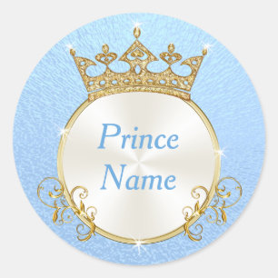 Blauw wit Persoonlijk Prins Baby shower stickers
