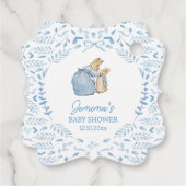 Blauw Wit Peter het Konijn Beatrix Baby shower Bedankjes Labels (Achterkant)