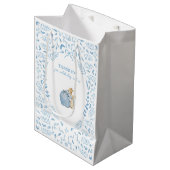 Blauw Wit Peter het Konijn Beatrix Baby shower Medium Cadeauzakje (Voorkant Gekanteld)