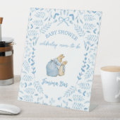 Blauw Wit Peter het Konijn Beatrix Baby shower Reclamebord Met Voetstuk (Insitu)