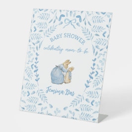 Blauw Wit Peter het Konijn Beatrix Baby shower Reclamebord Met Voetstuk