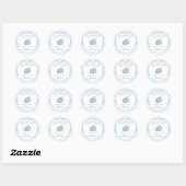 Blauw Wit Peter het Konijn Beatrix Baby shower Ronde Sticker (Vel)