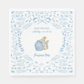 Blauw Wit Peter het Konijn Beatrix Baby shower Servet (Voorkant)