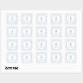 Blauw Wit Peter het Konijn Beatrix Baby shower Vierkante Sticker (Vel)