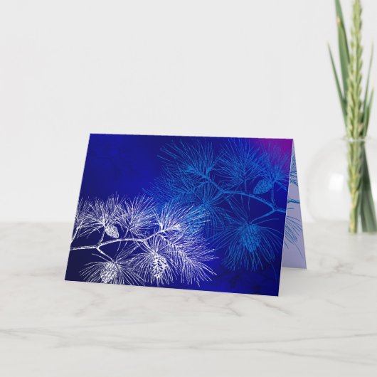 Blauw Wit Pine Art Kaart Sjabloon (Voorkant)