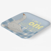 Blauw & Wit Plaid Een Gekke Gans Papieren Bordje (Gebogen)