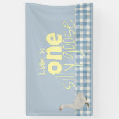 Blauw & Wit Plaid Een Gekke Gans Spandoek (Verticaal)