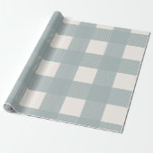 Blauw Wit Plakken Check Land Wrapping Paper Cadeaupapier (Uitgerold)