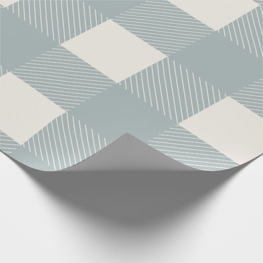 Blauw Wit Plakken Check Land Wrapping Paper Cadeaupapier (Hoek)
