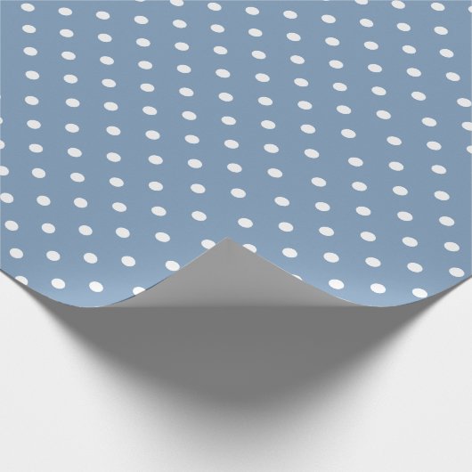 blauw | Wit Polka Dot inpakpapier (Hoek)