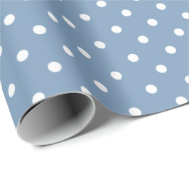  blauw | Wit Polka Dot inpakpapier