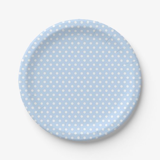 Blauw Wit Polka Dot Papier Borden Papieren Bordje (Voorkant)