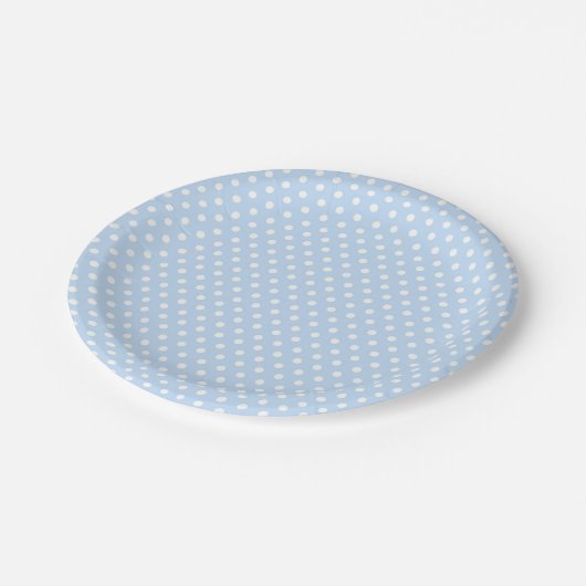 Blauw Wit Polka Dot Papier Borden Papieren Bordje (Gekanteld)