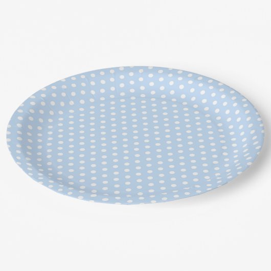 Blauw Wit Polka Dot Papier Borden Papieren Bordje (Gekanteld)