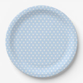 Blauw Wit Polka Dot Papier Borden Papieren Bordje (Voorkant)