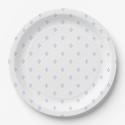 Blauw-wit Polka Dot Party Bord (Voorkant)