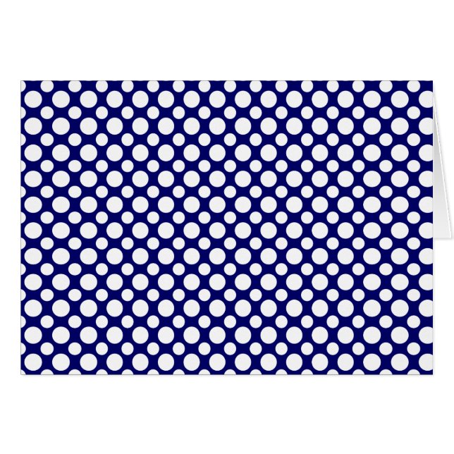 Blauw Wit Polka Dots Blank Kaart (Voorkant Horizontaal)